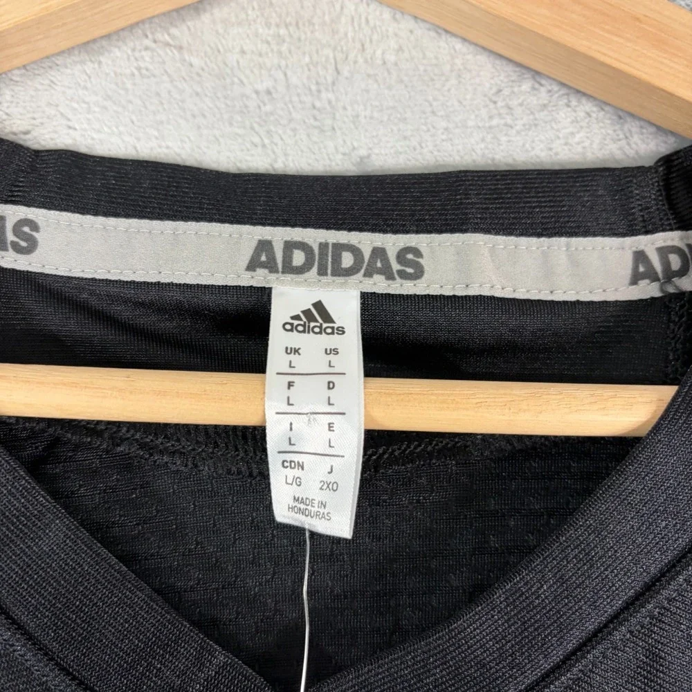 adidas Men's PRES COV 2.0 J Football Jersey Size Large Black White Mesh V-Neck